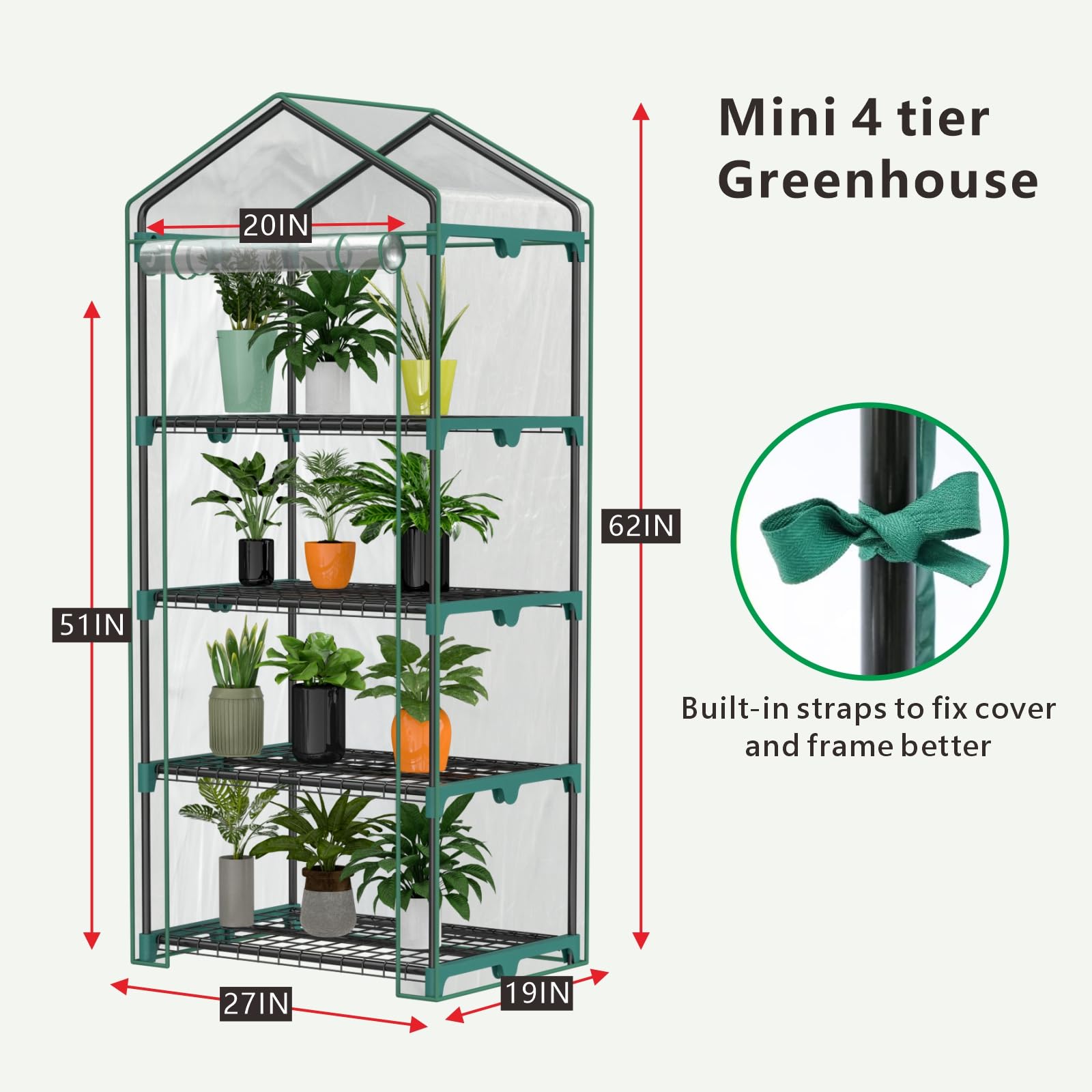 Amazon.com : 4-Tier Mini Greenhouse,27 x 19 x 62-Inch Greenhouse
